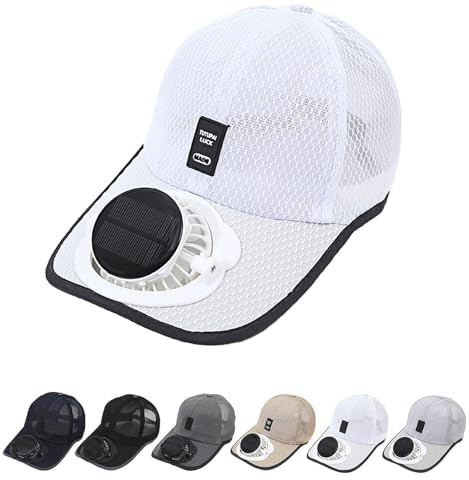 Qosigote Mütze Mit Ventilator, Kappe Mit Ventilator, Atmungsaktive Baseballkappe Mit Solarventilator, USB-Wiederaufladbarer Aus Atmungsaktivem, Langlebige Kühlung Für Camping Radfahren Laufen