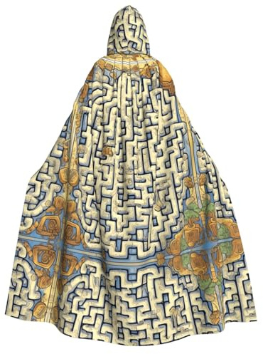 yuangjhop Labyrinth Treasure Map printing Adult Hooded Cloak Hooded robe cloak suitable for Halloween cosplay costumes.