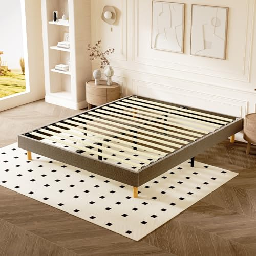 DEWINNER - Sommier Tapissier - Solide et Confortable Lit 160 * 200cm - 14 Lattes avec 9 Pieds- Hauteur du Cadre de lit 29 cm - Brun