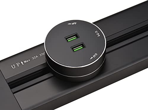 LIYJTK Mobile Schienensteckdose Adapter, Dual-USB & runde Buchse, 2. Generation für Büro, Küche, Wohnzimmer