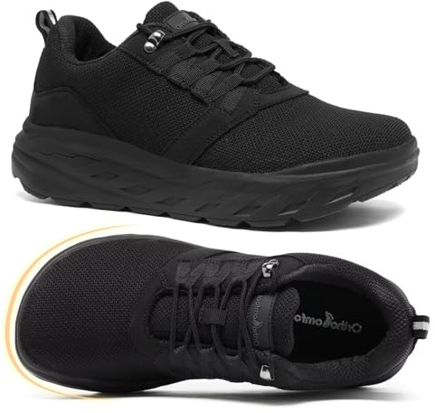 Men's Orthopedic Diabetic Wide Toe Box Walking Shoes: Ergonomic Soft Arch Support Shock Plantar Fasciitis Flat Feet Absorber Heel Spurs Fashion Sneakers, Comfortable Tennis Shoes Black Size 11