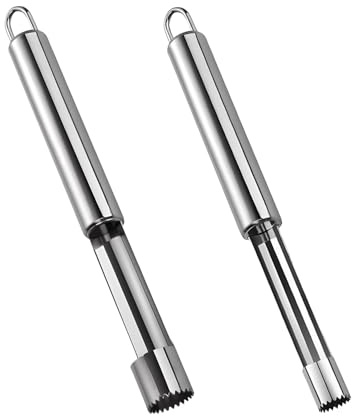 2 PCS Apfelentkorer Edelstahl, Apfelausstecher Kerngehäuse Küchenhelfer | Scharfe präzise Klingen, ergonomisch, spülmaschinenfest, für Birnen Granatäpfel und Backwaren Smoothies Salate