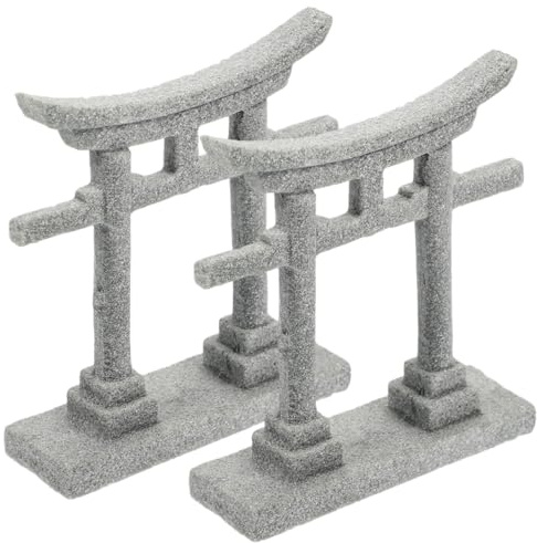 VERDANVERSE 2 Stück Japanisches Torii Tor Aquarium Dekoration Klein Formstabil Farbecht Shinto Schrein Mikrolandschaft Zubehör für Fisch und Schildkrötenbecken