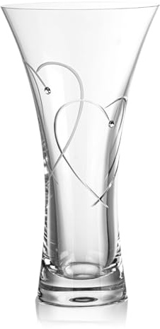 DIAMANTE Swarovski Trompete ausgestellte Kristallvase Promises Heart Vase verziert mit Kristallen, 25 cm