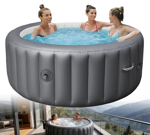 Vasca idromassaggio gonfiabile con riscaldamento, max. Temp. 40°C/104°F, Spa portatile da esterno 130 getti d'aria, per 2-3 persone, Ideale per patio e giardino