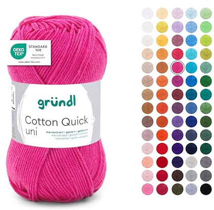 Gründl Laine Cotton Quick uni Fil à crocheter 1 pelote 50 g, Pink