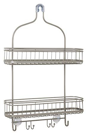 Zenna Home Duschregal, Satin breiter Duschablage, satiniertes Nickel, Legierter Stahl, Extra Wide