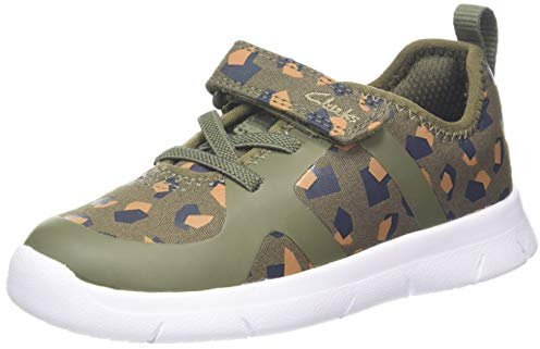 Clarks Boy's Ath Flux Low Top Sneakers, Green Olive Camo Olive Camo, 5 UK Child