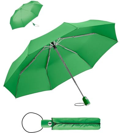 FARE Regenschirm (hellgrün) - öffnet & schließt automatisch - kompakt, windsicher, sturmfest & wasserabweisend - stabiler Taschenschirm - Perfekter Begleiter für Damen und Herren