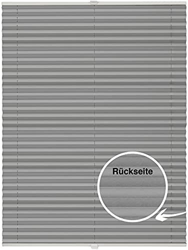 ondeco Plissee nach Maß Thermo für Fenster innen Montage in Glasleiste mit Spannschuh Sonnenschutz-Rollo Lichtschutz Blickdicht leichte Verdunkelung Hellgrau B: 81-90 cm, H: 201-250 cm