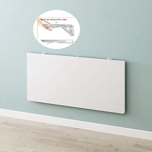FENGSHOUU Wandklapptisch,Klappbar Wandtisch,Wandhängend Schreibtisch,Schwebender Falten Laptop-Tisch,Multifunktional Computertisch Küchentisch Esstisch,Platz Sparen,Weiß,Faserplatte (70x60cm/28x24in)