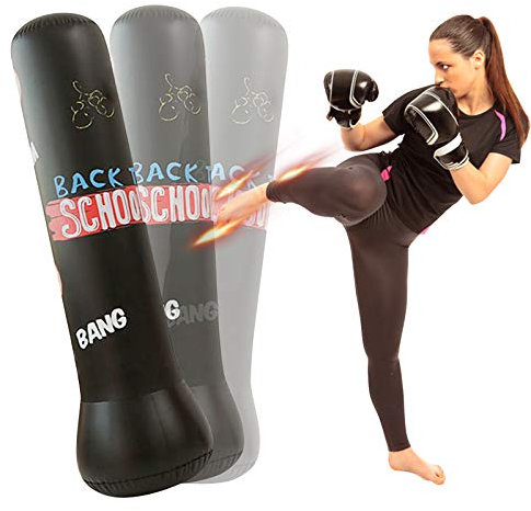160cm Boxsack Kinder Standboxsack Aufblasbarer Boxsack Stehend Boxen für Erwachsene Kinder Jugenbdliche Fitness Aufblasbare Boxsäule Sandsack für Üben von Karate, Taekwondo Schwarz
