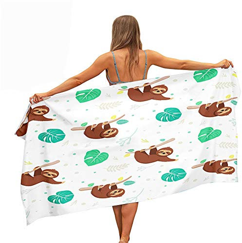 Chickw1 Microfaser Strandtuch Große Handtuch Leicht Tragbar Rechteckig Badetuch Schnelle Trockene Bad Pool Badetuch Reise Urlaub Strand Geschenk (Süßes Faultier,70x150cm)