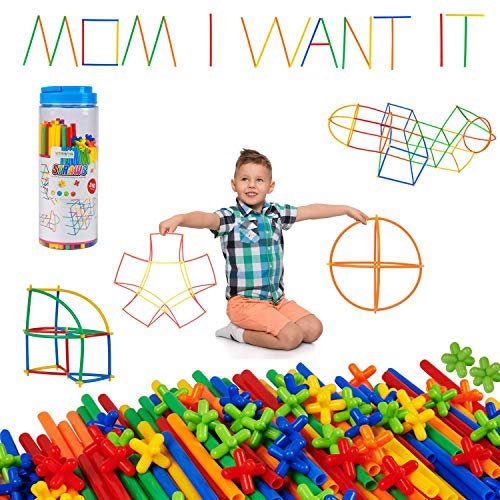 WYSWYG Konstruktionsspielzeug Strohhalme Baustein 240 Stück- Kreative Verbindungsbausteine Spielzeug für Jungen & Mädchen, STEM Lernspielzeug, Geeignet für Kinder ab 3 4 5 6 7 8 Jahren
