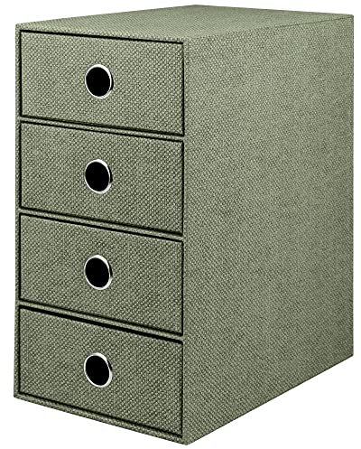Rössler SOHO 4er Schubladenbox aus Papier | Büro Organizer Schreibtisch | Schubladen Organizer Büro Zubehör & Bürobedarf | Schreibtisch Organizer Box | 18 x 25 x 32 cm | 1 Stück | Farbe: Grün | Salbei
