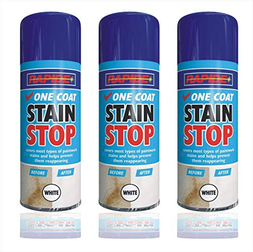 Stain Blocker Spray Paint White 400ml, Damp Proof Paint Stain Stop, Seals in One Coat for Brick, Concrete, Cement and Plaster Walls, Damp Seal (3 Cans)
