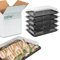 Caterline 5 x Large (450mm x 310mm x 75mm) Black Catering Platters & Clear Lids/Reusable Plastic Serving Trays/eco-Friendly Sandwich Packaging