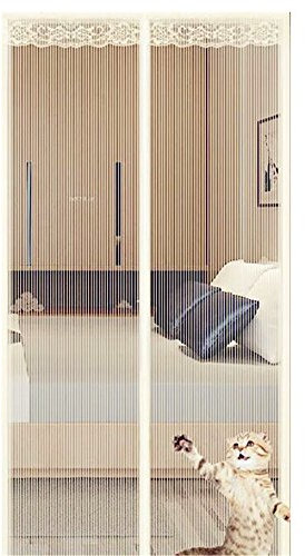 Automatique Moustiquaire porte, Fermeture Automatique Rideau pour Portes, Patio, Porte d Entrée Intérieur, (90 * 250cm) Couloirs, beige