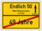 Geschenk zum 50. Geburtstag personalisiertes Ortsschild Bild Poster Endlich 50 Jahre Kunstdruck Karte mit Name und Datum personalsiert Geburtstagsdeko Zahl 49-50