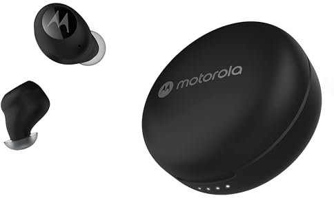 Motorola Sound Auricolari senza fili Moto Buds 250 - In-ear - Tecnologia Qi - Resistente all'acqua e al sudore - Controllo touch e vocale - 18 ore di riproduzione - Nero, S/M/L