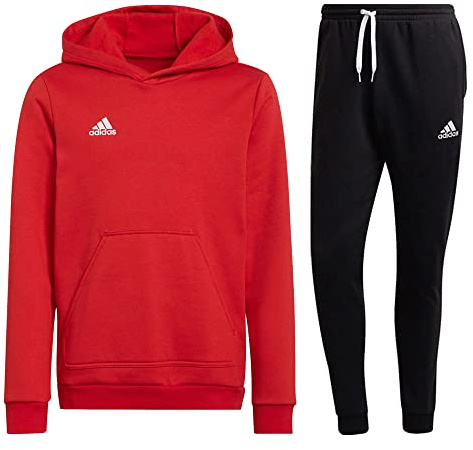 adidas Fußball Entrada 22 Jogginganzug Hoodie Jogginghose Herren rot schwarz Gr L