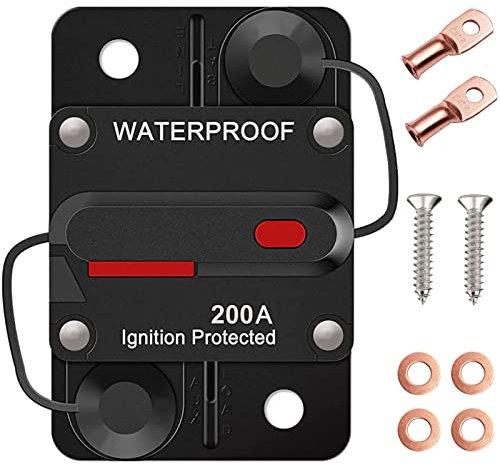 Disjoncteur de Voiture 30A-300A, 12V-48V DC Auto Disjoncteur Étanche avec Réinitialisation Manuelle Disjoncteur de Puissance Commutable de Batterie Disjoncteur Réinitialiser Porte-Fusible Voiture