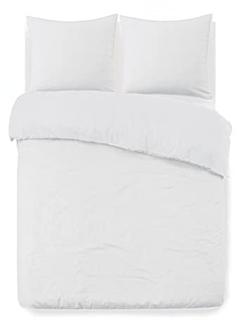 Vision Bettwäsche aus Flanell, Weiß, wendbar, Bettbezug 200 x 200 cm, mit 2 passenden Kissenbezügen, 65 x 65 cm, 100% Baumwollflanell