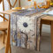 Tischläufer Modern Tischläufer Frühling Braun Blau Leinen Tischläufer Vintage Umweltfreundlich Strapazierfähig Weißes Gänseblümchen Tischläufer Landhausstil für Esszimmer Party Urlaub 33 x183 cm