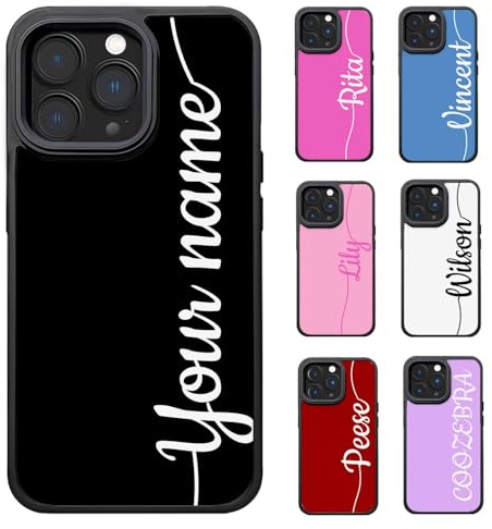 COOZEBRA Personalisierte Handyhülle mit Namen oder Bild für iPhone 17 16 15 14 13 12 11 Pro Max, individuelle Vollschutz-TPU-Hülle, Selbst gestalten Case für Freunde, Familie, Pärchen