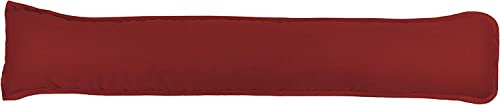 Plain Dyed Fabric Draught Excluder Stopper Cushion Heavy Door Draught Stopper Polycotton 92 x 20cm - Red