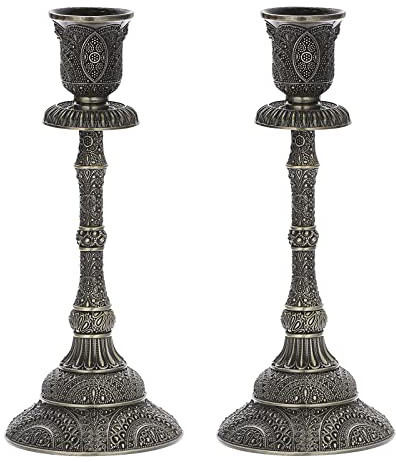 BSTKEY Set mit 2 Metall-Kerzenhalter, Votivkerzenständern, dekorativer Kerzenhalter, Kerzenhalter, Tischdekoration, Höhe 19 cm (Antik-Bronze)