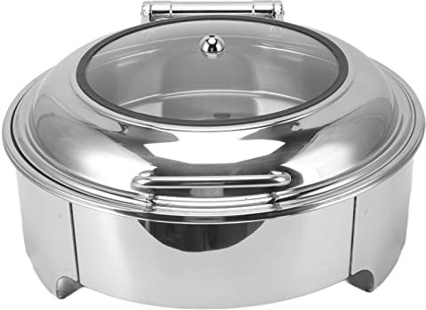 Runder Edelstahl-Buffet-Chafer, Edelstahl-Tablett Hält Speisen Warm, Runde Chafing Dishes Wasserschale mit Rolldeckel für Hochzeiten für Partys
