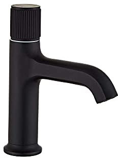 Waschbecken Wasserhahn, Waschbecken Wasserhahn Schwarz mit Gold Badewanne Wasser Becken Mischbatterie Badezimmer Wasserhahn Heiß und Kalt Messing Weiß Waschbecken Wasser, A562 (A563)