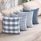 CARRIE HOME Hellblaue Kissenbezüge, Bauernhaus-Karomuster, 45,7 x 45,7 cm, 4er-Set, Frühling, Sommer, blau, dekoratives Kissen, neutrale Dekoration für Couch, Sofa und Veranda-Stuhl, Graublau