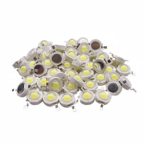 Vrabocry 100 Stücke High Power Led Chip 1 Watt Super Helle Intensität SMD Light Emitter Komponenten Diode Lampe Lampe Perlen Chip DIY Leuchten für Flutlicht Scheinwerfer Weißes Licht 6000k