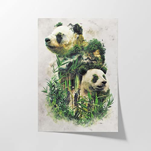 Hustling Sharks® Tierbilder auf Poster als XXL Wandbild Surreal Panda - Poster im Hochformat, Poster Tier, Poster Schlafzimmer, Poster Kinderzimmer, Panda Bild, Panda Bilder (20x30cm)