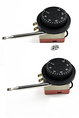Oniissy 2 Stück Kapillar-Auto-Thermostat Kühler Lüfter Kontrollschalter verstellbar 0-120 °C Heizung/Kühlung Mechanisches Thermostat
