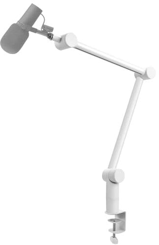BOMGE Boom Arm Mic Stand - Adjustable Heavy Duty Suspension Boom Scissor Arm Stand with Cable Management Channels, Desk Clamp for Podcasts, Streaming, Gaming, Home Office, Recording (WHITE)