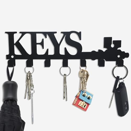 JJ PRIME - Colgador De Llaves Entrada con 7 Ganchos | Gancho Para Colgar Llaves Entrada | Colgador Llaves Pared | Organizador Llaves Pared - Posa Llaves Recibidor Pasillo, Oficina (Keys)