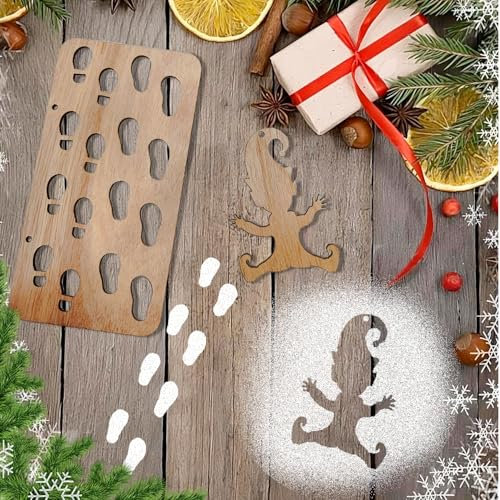 May Huang Wichtelschablone Fußabdrücke 2 Stück Wichteltür Zubehör Wichtel Zubehör Weihnachten Wichtel Schablone Weihnachtswichtel Wichtelhaus Wichteltüre Zubehör Holz Fußabdruck Schablonen (2 Stück)