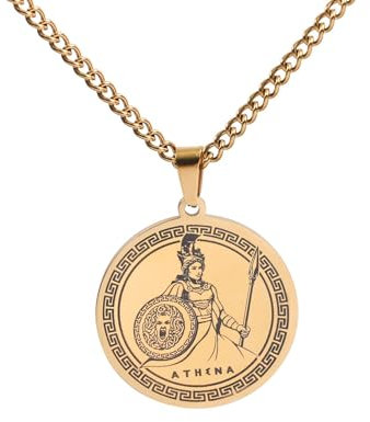 SiVaji Halskette Ketten Schmuck Herren Frauen Anhänger necklace Vintage Halskette Griechische Mythologie Göttin Athene Anhänger Mode Luxus Medusa Langer Choker Halskette Schmuck Gold