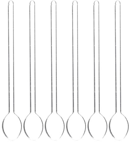 MAGICLULU 6pcs Glass Stirring Spoon Demitasse Espresso Spoons Long Handle Coffee Spoon Tea Coffee Stirring Rod Mixing Spoon Coffee Stirrer Iced Tea Spoon for Cocktail Dessert