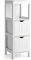 COSTWAY Bathroom Floor Cabinet, Freestanding Narrow Storage Cupboard with 2/4 Drawers, Wooden Side Cabinet Slim Bathroom Unit Organizer for Living Room Hallway (2 Drawers + 1 Shelf, White)