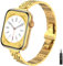 chaungshiji Schmales Armband Kompatibel mit Apple Watch 38mm 40mm 41mm Metall Ersatz für iWatch 9 8 7 6 5 4 3 2 1 SE Series Einstellbar Edelstahl Armband für Apfelband Damen, Gold