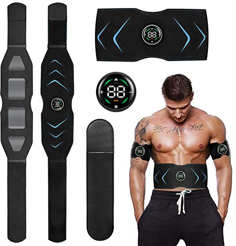 Hapihom Bauchmuskeln Gürtel, Bauchstraffungsgürtel mit Touchscreen, Bauchmuskel Gürtel Elektrisch, Stimulationsgerät Bauchmuskeln, Bauchmuskeltrainer für Männer und Frauen Schwarz