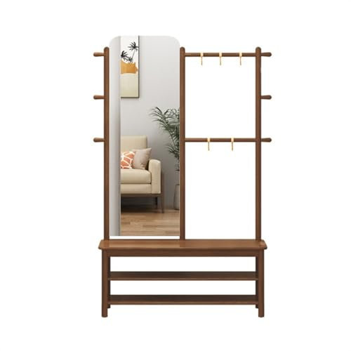 Espejo de Cuerpo Entero Perchero en la puerta de entrada, espejo de tocador, espejo multifuncional uno en uno, espejo de cuerpo entero de pie, espejo de madera maciza Espejo Cuerpo Entero ( Size : 100