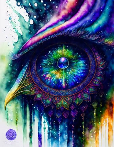 RZHRHJES Wandbild Vision Ayahuasca, Spell of the Dark: Aquarell, 58 x 90 cm, ohne Rahmen, Leinwandbild