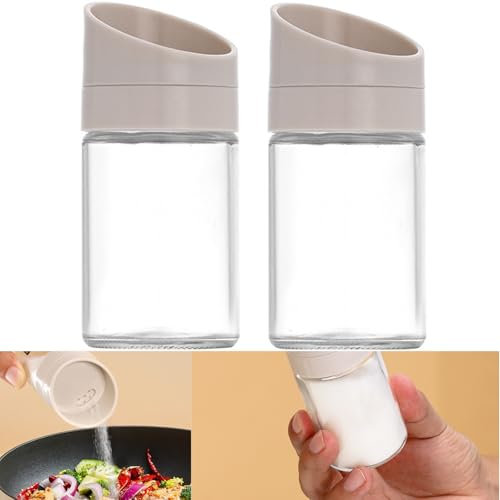 Dispensador integrado de salero de 100 ml, Smavles 2Pcs Salero y Pimentero Individual Transparente a Prueba de Polvo Saliera para Mesa Juego Salero y Pimentero