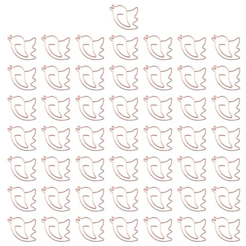 50 Stück Metall Büroklammern in Vogelform, Rose Gold Tierform Büroklammern, Kreative Lesezeichen Büroklammern, Büroklammern Papier Clips, Schreibwaren Klammern für Büro, Schule, Hochzeit, Dekoration