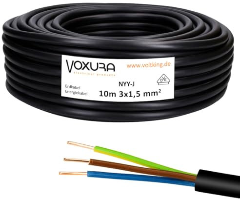 NYY-J 3x1,5 mm² 10m Ring Erdkabel Stromkabel Verlegung im Freien Erdreich Kupfer
